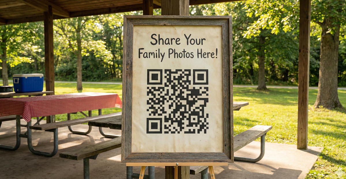 QR code poster at a family reunion pavilion