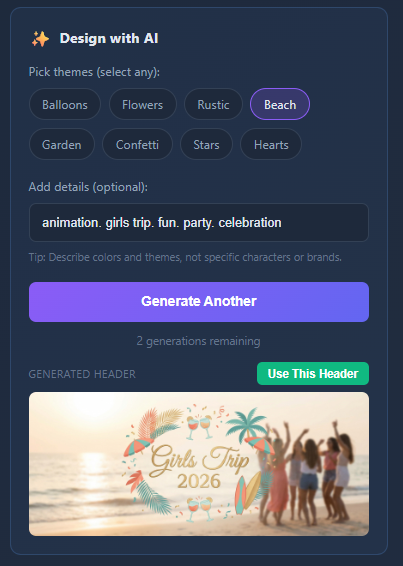 AI Generated Header - Beach Party