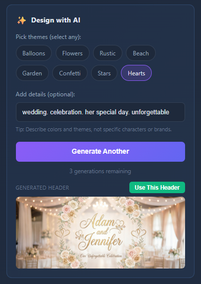AI Generated Header - Wedding